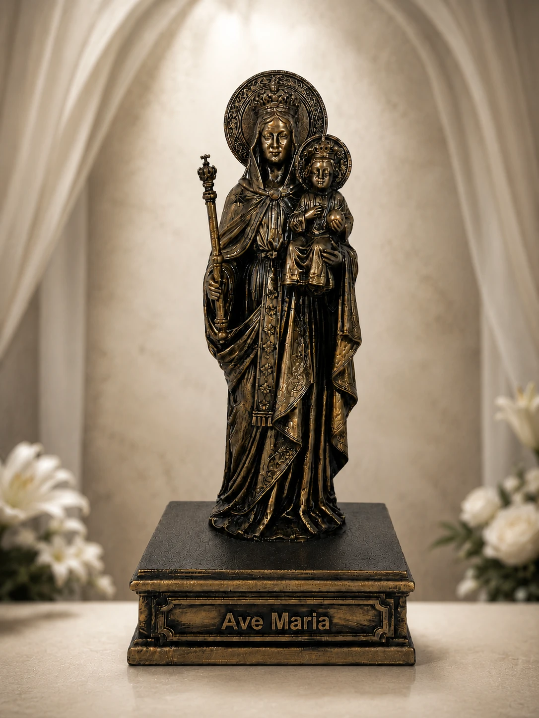 Статуэтка DIKOCE Дева Мария Ave Maria II 24 см, античная бронза · 6