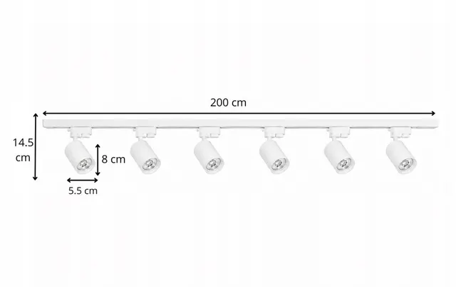 Комплект трекового освещения Bergs 511T2-200-I-6GU10 6 × GU10, белый · 3