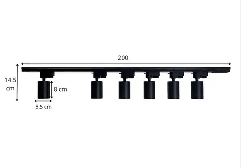 Комплект трекового освещения Bergs 521T4-200-6GU10 6 × GU10, чёрный · 2
