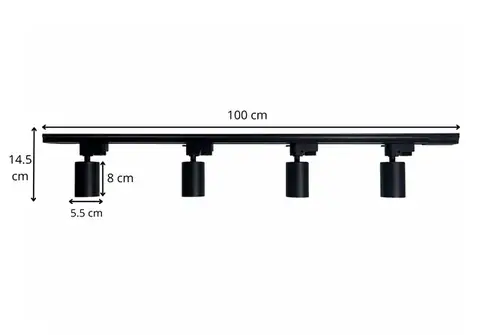 Комплект трекового освещения Bergs 521T1-100-4GU10 4 × GU10, чёрный · 2