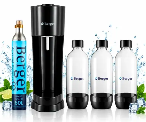 Набір для газування води Berger SM-102, чорний: 1 балон CO2, 3 × 1 л