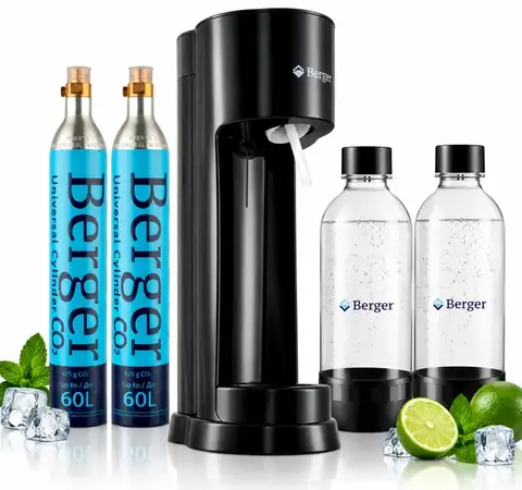 Набор для газирования воды Berger SM-102, чёрный: 2 баллона CO2, 2 × 1 л