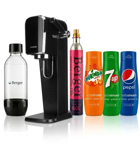 Набір для газування води SodaStream ART, чорний: 1 балон CO2, 1 × 1 л + 3 сиропи · 1