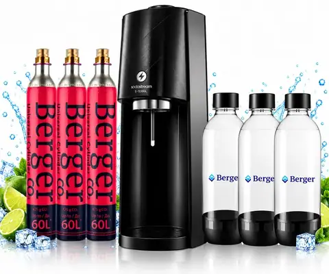Набор для газирования воды SodaStream E-TERRA, чёрный: 3 баллона CO2, 3 × 1 л