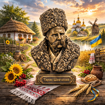 Статуэтка Тарас Шевченко бронзовая историческая - коллекционная скульптура, 20 см