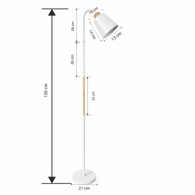 Торшер Berger 1060-FL-1 White 1*E27 макс 40 Вт, 150см