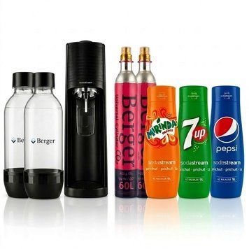 Набір Сифон Sodastream Terra Чорний + Два Балона Berger Quick Connect CO2 + Дві Пляшки Berger 1L +Три Хітові Сиропи