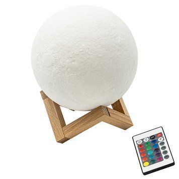 Настольный LED Ночник Berger Moon 15см 3D RGB с пультом д/у и аккумулятором